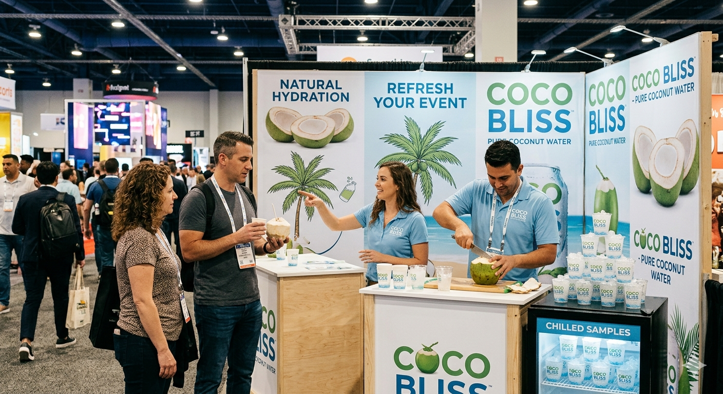 Custom branded coconut drinks served at a Las Vegas Strip pool party bachelorette event