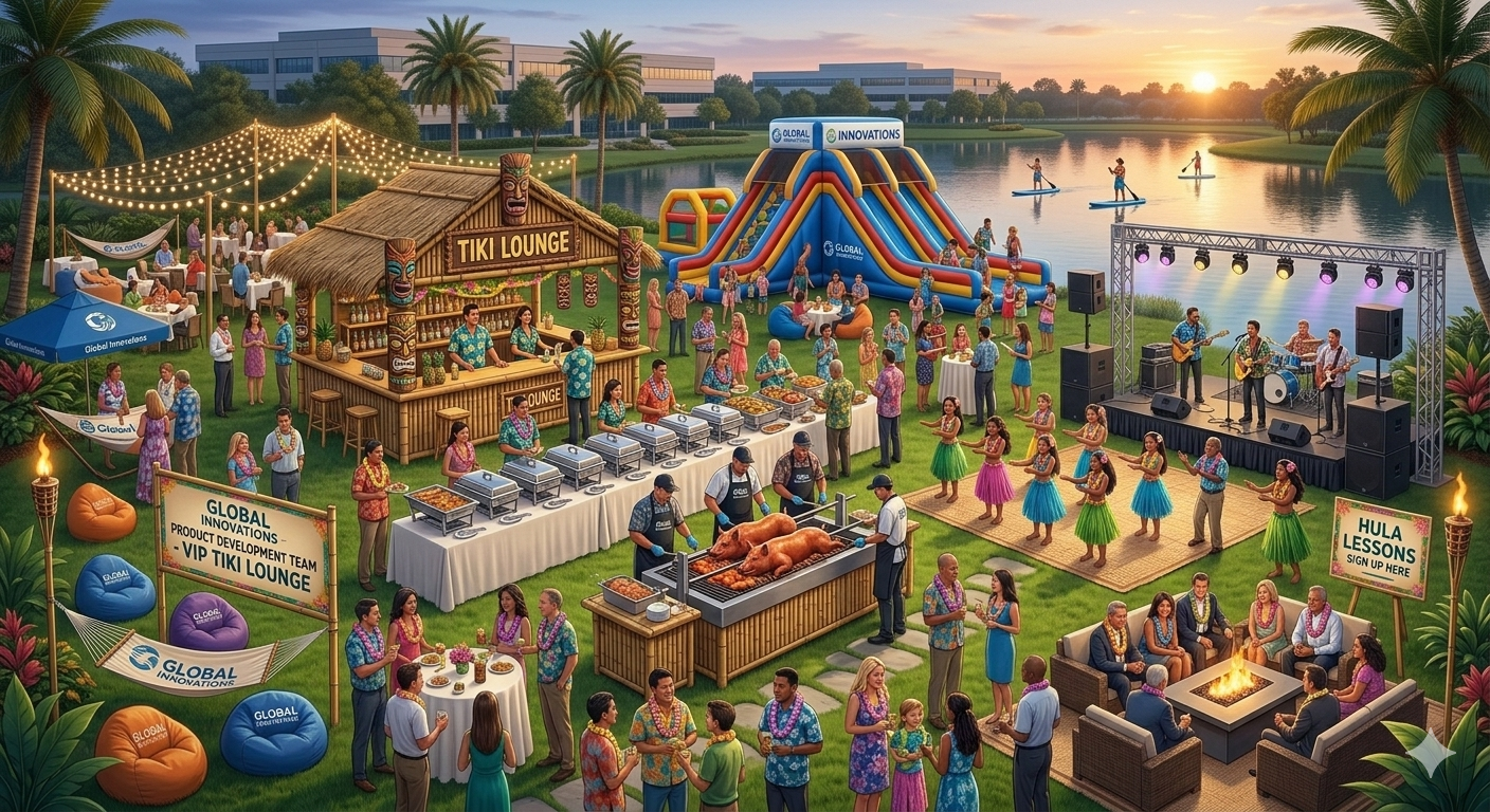Soft serve station at a corporate luau event